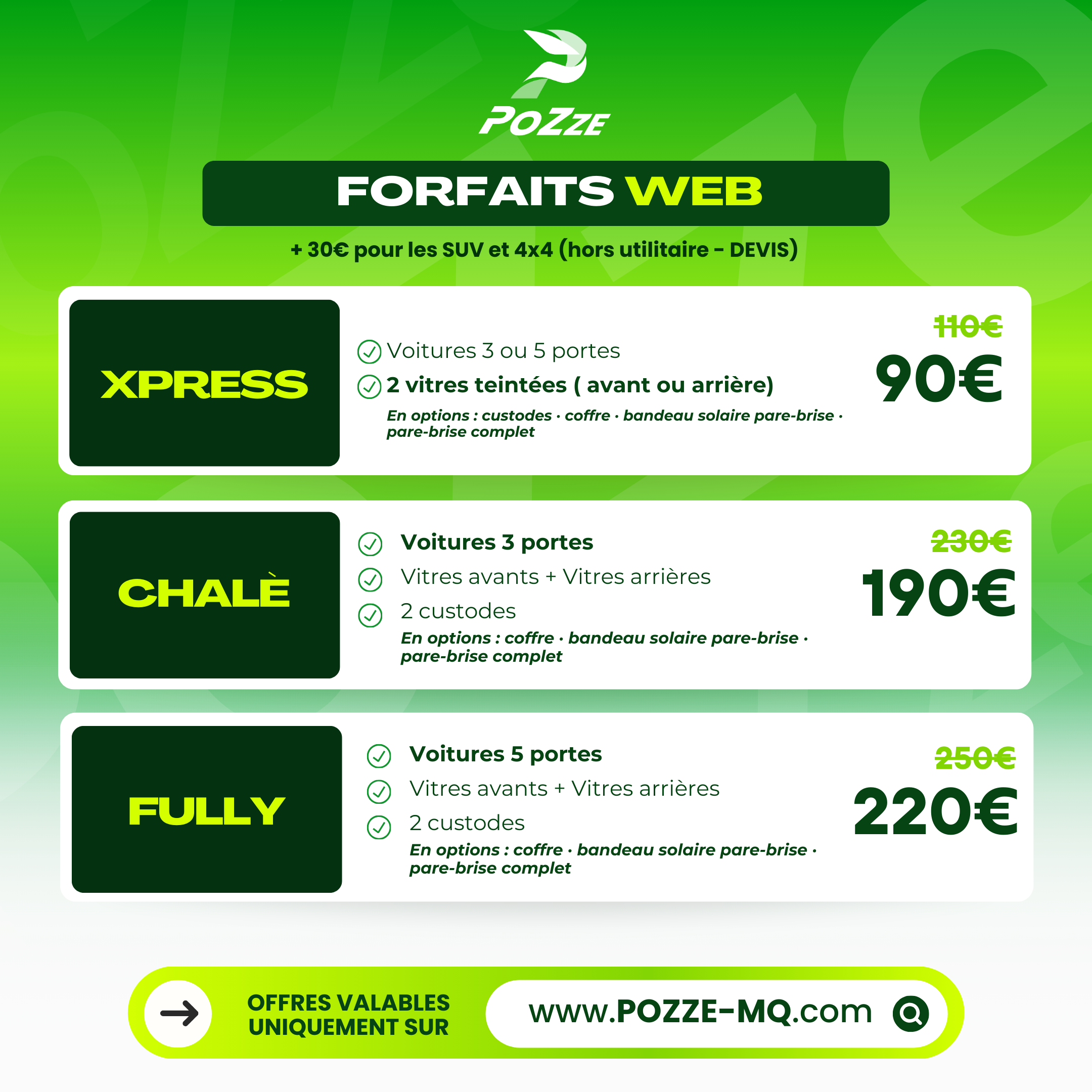 film solaire martinique - forfaits web à prix préférentiels par POZZE MARTINIQUE - vitres teintées pas cher en Martinique